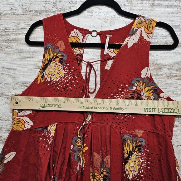 Free People Women's Lovely Day Open Back Front Tie Tank Top Red Floral Size XS - Picture 4 of 5